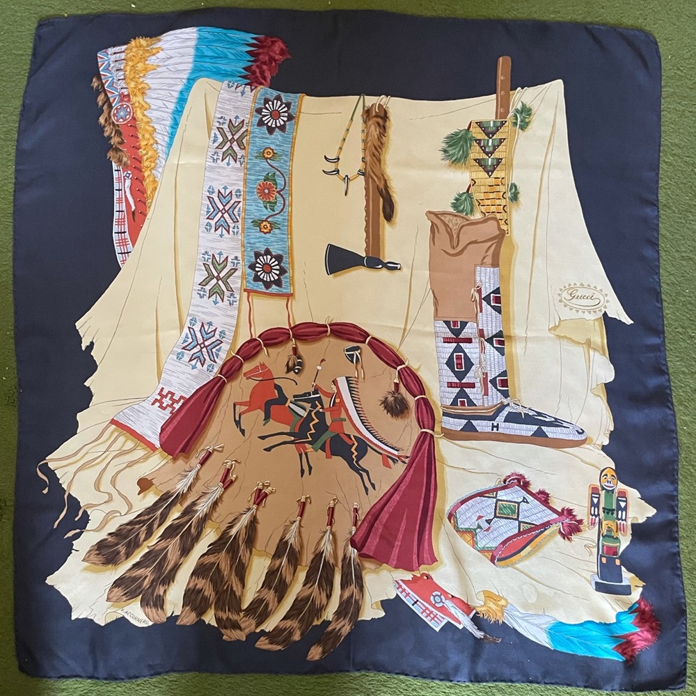 Beautiful Gucci Scarf with Native American Print